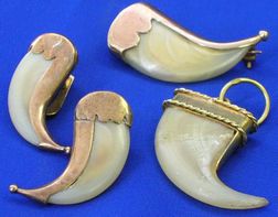 Tigers Claw Earring, Pendant and Brooch Set. 